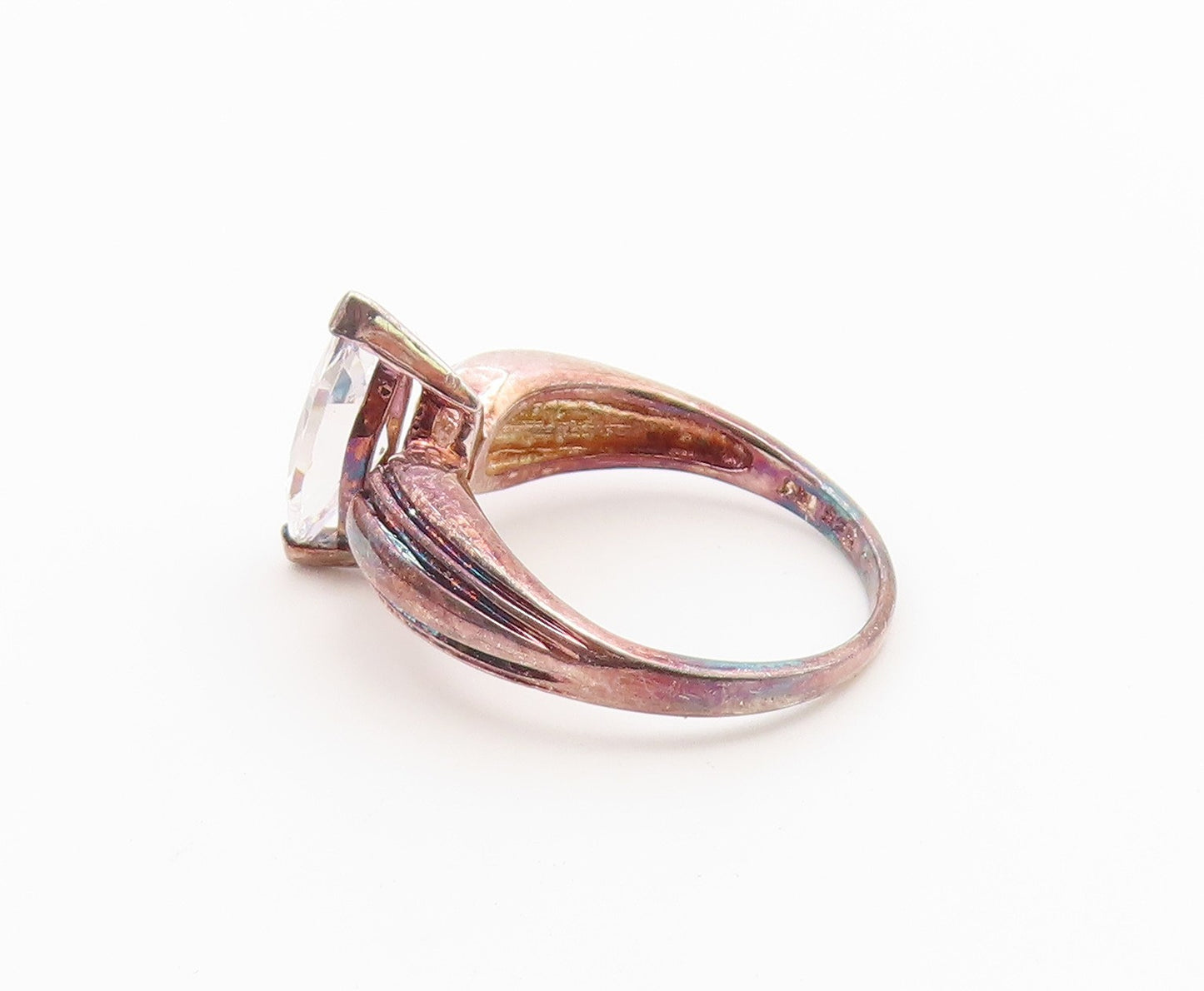 925 Sterling Silver Vintage Ring Marquise Cut CZ Solitaire Band  Sz 7  RG36855