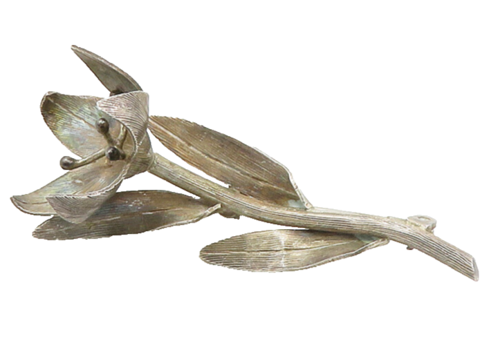 MEXICO 925 Sterling Silver  Vintage Sculpted Single Flower Brooch Pin  BP3835