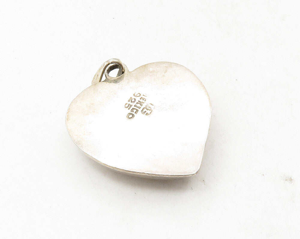 MEXICO 925 Sterling Silver  Vintage Smooth Hollow Love Heart Pendant  PT7322
