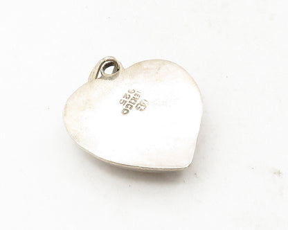 MEXICO 925 Sterling Silver  Vintage Smooth Hollow Love Heart Pendant  PT7322