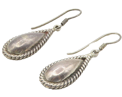 925 Sterling Silver  Vintage Tear Drop Dome Twist Dangle Earrings  EG8371