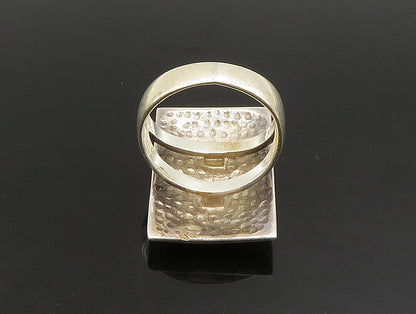 925 Sterling Silver  Vintage Rectangular Hammered Ring Sz 8.5  RG24304