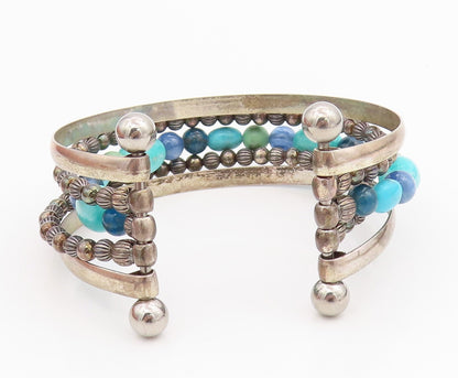 925 Sterling Silver Vintage Bracelet CAROLYN POLLACK Boho Gemstone Cuff  BT11031