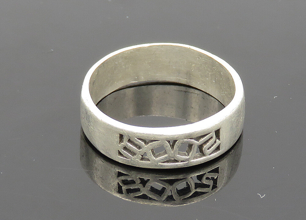 925 Sterling Silver  Shiny Year 2008 Open Smooth Band Ring Sz 8.5  RG20612