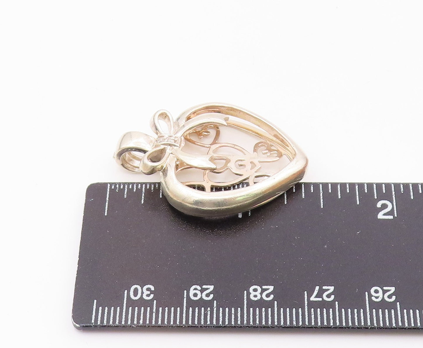 925 Silver  Vintage Genuine Diamonds Love Heart Pendant (OPENS)  PT17021