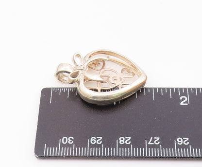 925 Silver  Vintage Genuine Diamonds Love Heart Pendant (OPENS)  PT17021