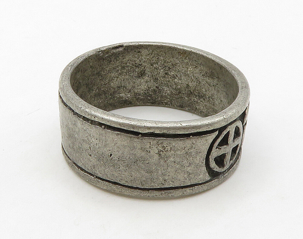 925 Sterling Silver  Vintage Antique Yin & Yang Om Band Ring Sz 9  RG16127