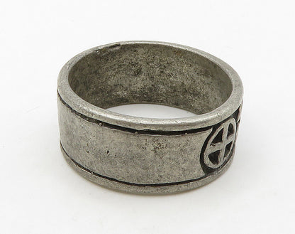 925 Sterling Silver  Vintage Antique Yin & Yang Om Band Ring Sz 9  RG16127