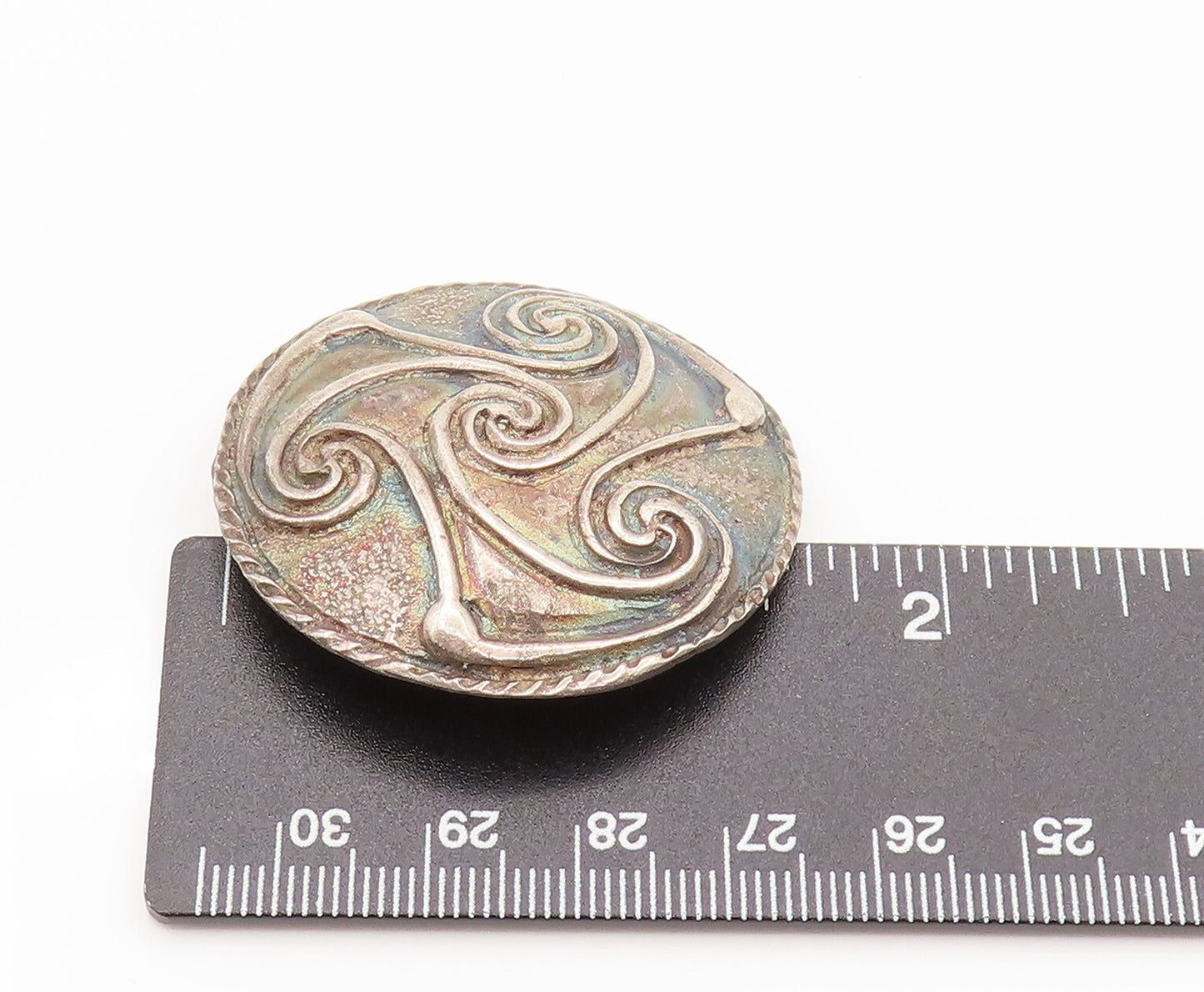 FRENCH QUARTER FESTIVAL 925 Silver  Vintage Carved Spirals Brooch Pin  BP10172