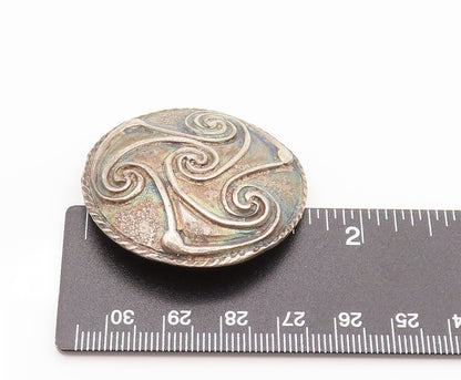 FRENCH QUARTER FESTIVAL 925 Silver  Vintage Carved Spirals Brooch Pin  BP10172