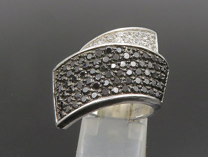 925 Silver  Vintage Overlapping Sapphire & Cubic Zirconia Ring Sz 7  RG24503