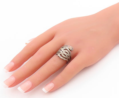 925 Sterling Silver Vintage Ring Cobra Head Cutout Bypass Design  Sz 7  RG33430