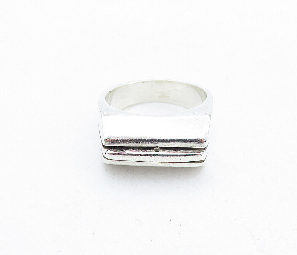 MEXICO 925 Sterling Silver - Vintage Shiny Square Dome Band Ring Sz 6.5 - RG5792