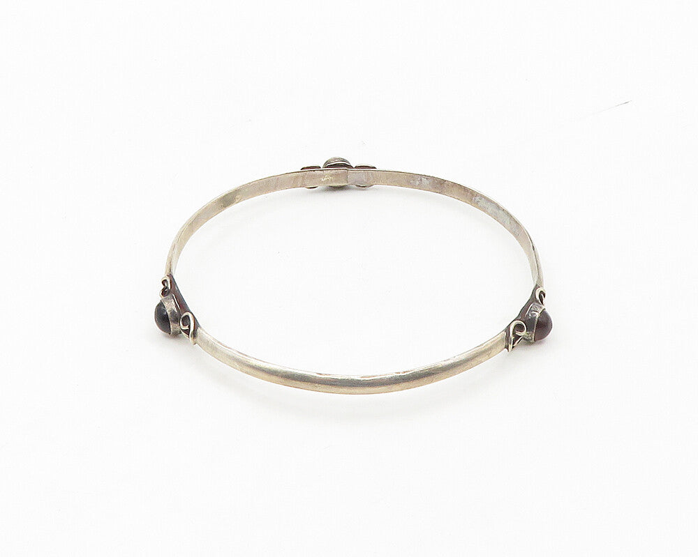 MEXICO 925 Sterling Silver Vintage Amethyst Pretzel Swirl Bangle Bracelet BT7023