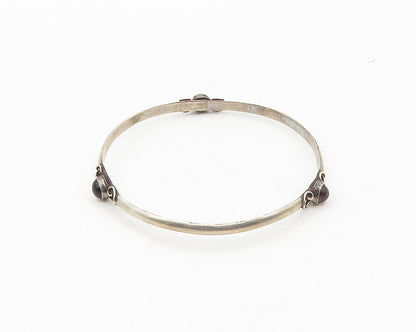 MEXICO 925 Sterling Silver Vintage Amethyst Pretzel Swirl Bangle Bracelet BT7023