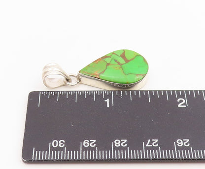 925 Sterling Silver Vintage Pendant Cabochon Turquoise Teardrop Charm  PT26245