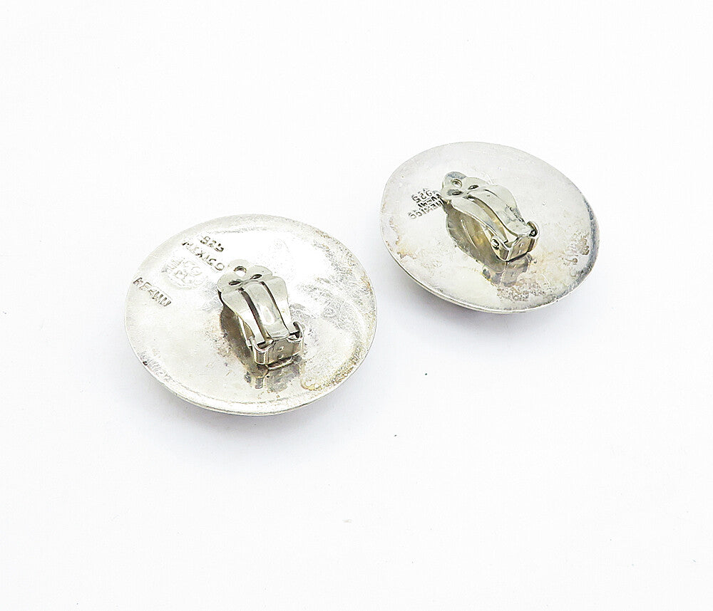 MEXICO 925 Silver  Vintage Shiny Hollow Floral Non Pierce Earrings  EG2867