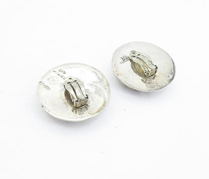MEXICO 925 Silver  Vintage Shiny Hollow Floral Non Pierce Earrings  EG2867