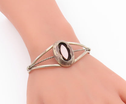 NAVAJO 925 Silver  Vintage Pink Mother Of Pearl Twist Cuff Bracelet  BT8058
