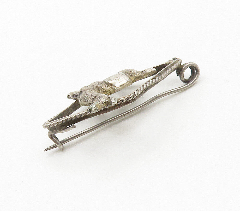 925 Sterling Silver  Vintage Antique Alpaca Diamond Shape Brooch Pin  BP6101