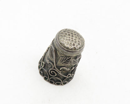 MEXICO 925 Sterling Silver  Vintage Floral Leaf Vine Sewing Thimble  TR1743