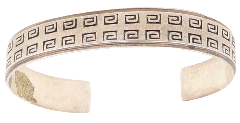 925 Sterling Silver Vintage Bracelet Designer Spiral Maze Etched Cuff  BT10552