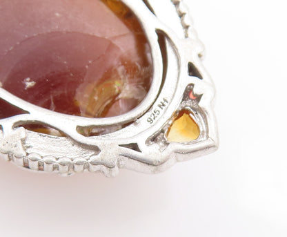 925 Sterling Silver Vintage Pendant MICHAEL VALITUTTI Framed Gemstone  PT23199