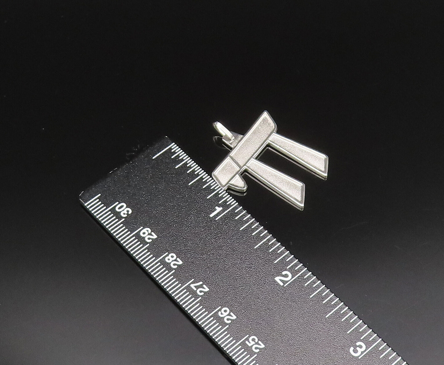 GERMANY 925 Silver  Vintage Raised Edge Matte Chai Symbol Pendant  PT21256