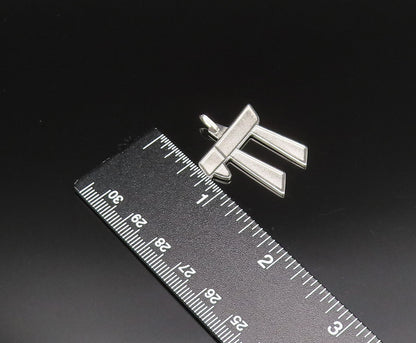 GERMANY 925 Silver  Vintage Raised Edge Matte Chai Symbol Pendant  PT21256