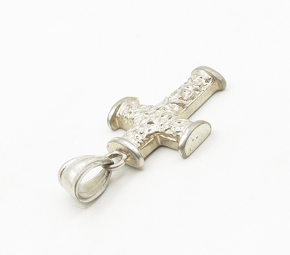 925 Sterling Silver  Vintage Shiny Petite Religious Cross Pendant  PT12089