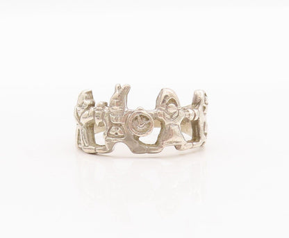 925 Sterling Silver Vintage Ring Cartoon Character Holding Hands  Sz 7  RG28207