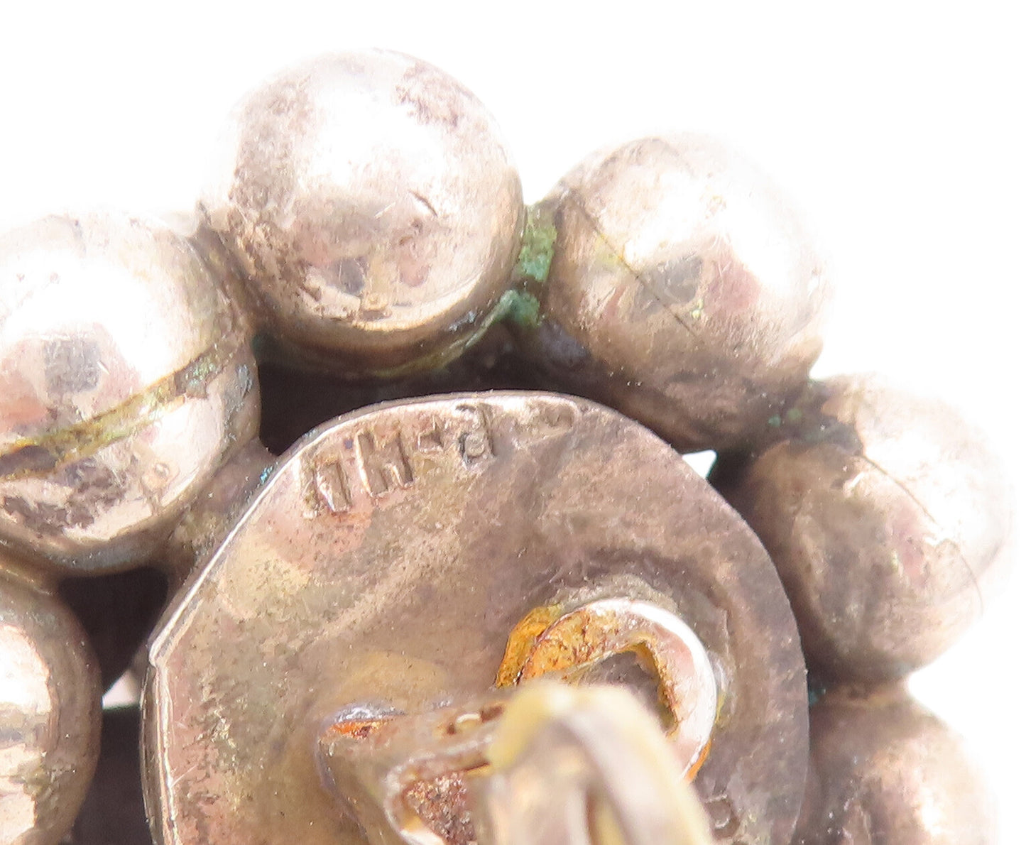 925 Sterling Silver Vintage Earrings MEXICO Heavy Solid Bead Cluster  EG12930