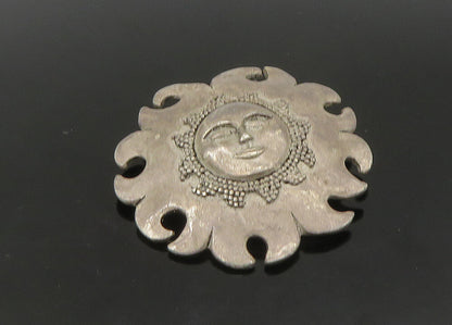 925 Sterling Silver  Vintage Shining Sun Face Motif Brooch Pin   BP8923