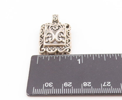 925 Sterling Silver Vintage Pendant Swirly Floral Open Scrollwork Charm  PT25806