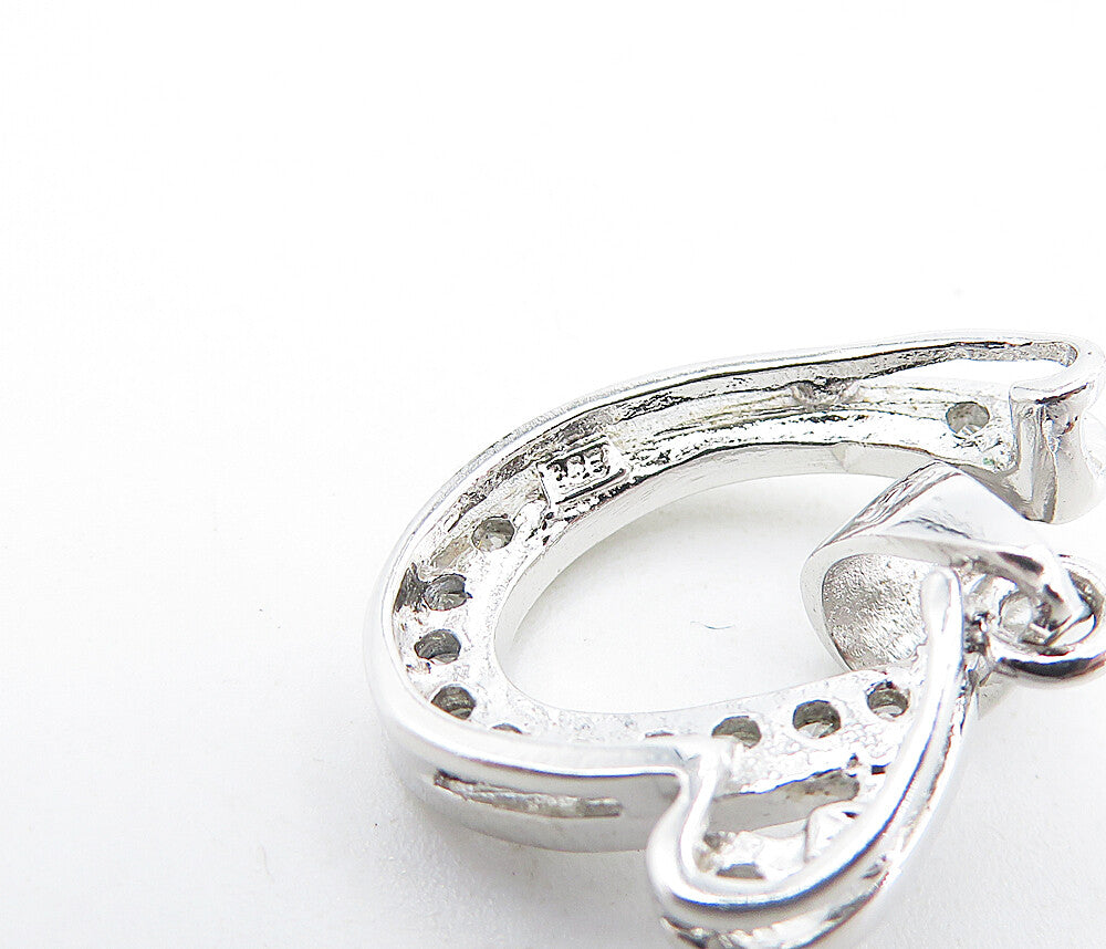 925 Sterling Silver  Sparkling Topaz Letter U Initial Drop Pendant  PT5349