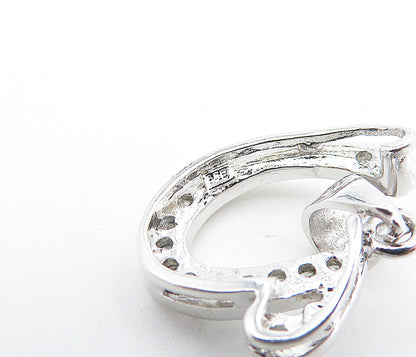 925 Sterling Silver  Sparkling Topaz Letter U Initial Drop Pendant  PT5349