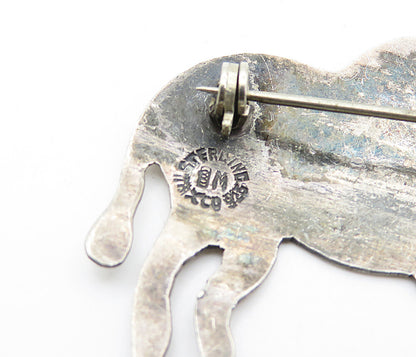 TAXCO 925 Sterling Silver  Vintage Etched Detail Donkey Brooch Pin  BP2809