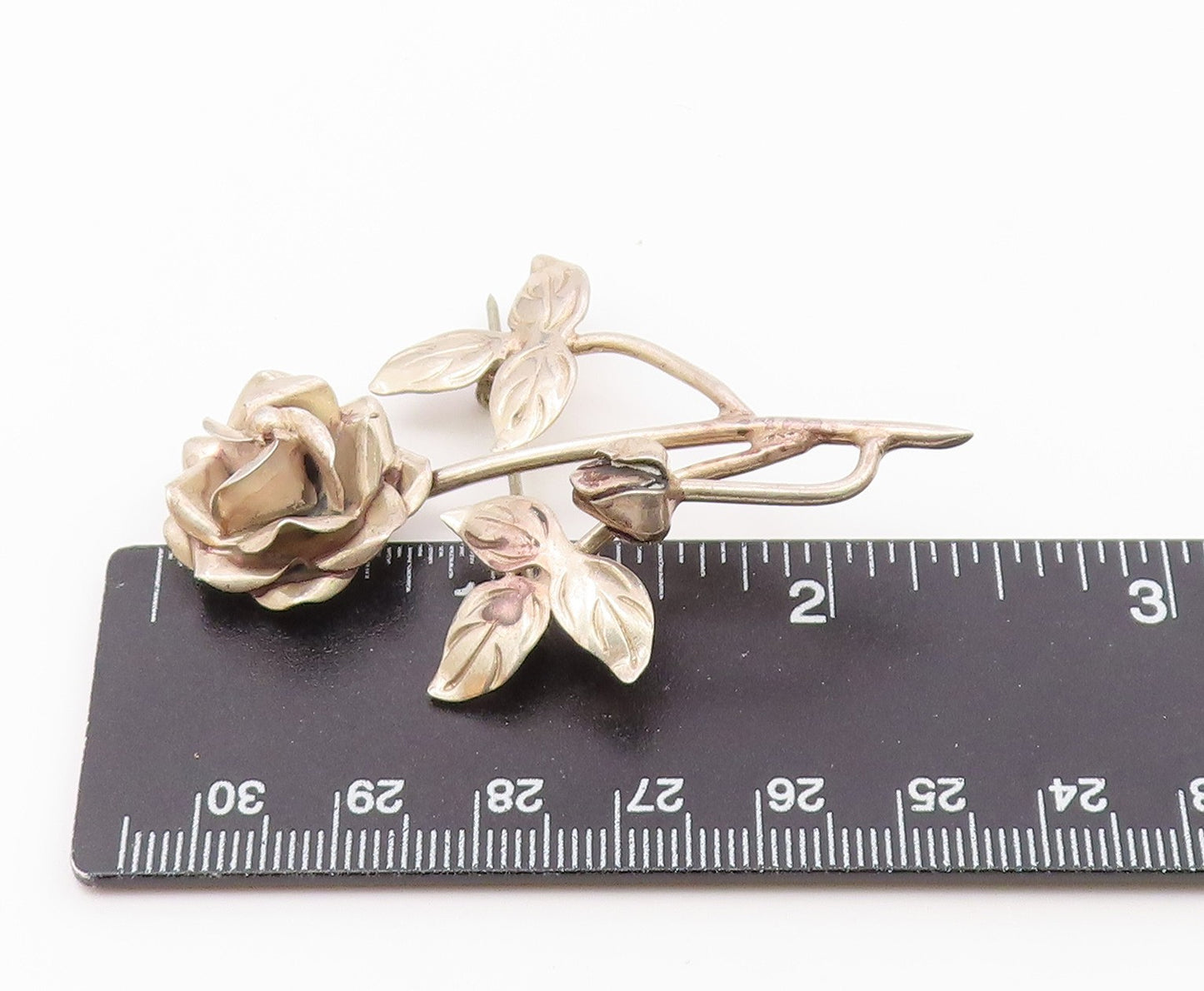 MEXICO 925 Sterling Silver  Vintage Shiny Blooming Flowers Brooch Pin  BP6181