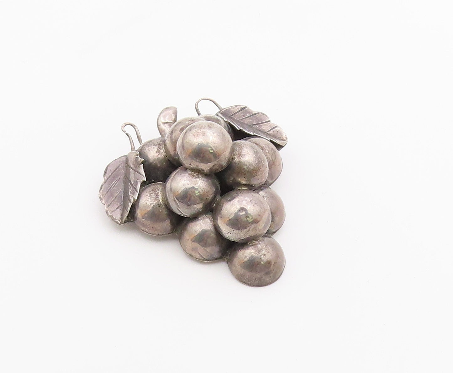 MEXICO 925 Sterling Silver  Vintage Hollow Grape Bunch Motif Brooch Pin BP4284