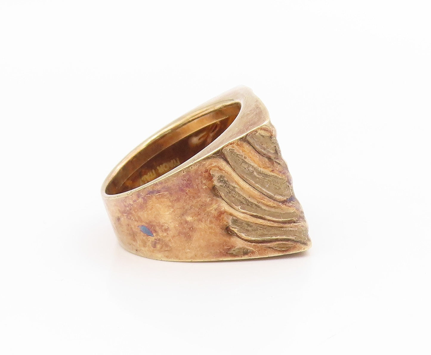 925 Sterling Silver Vintage Ring ITAOR Textured Wave Signet  Sz 8.5  RG34642
