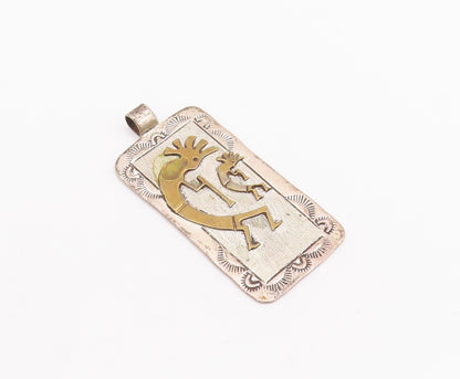 925 Sterling Silver Vintage Pendant NAVAJO Carved Trible Man Frame  PT23210