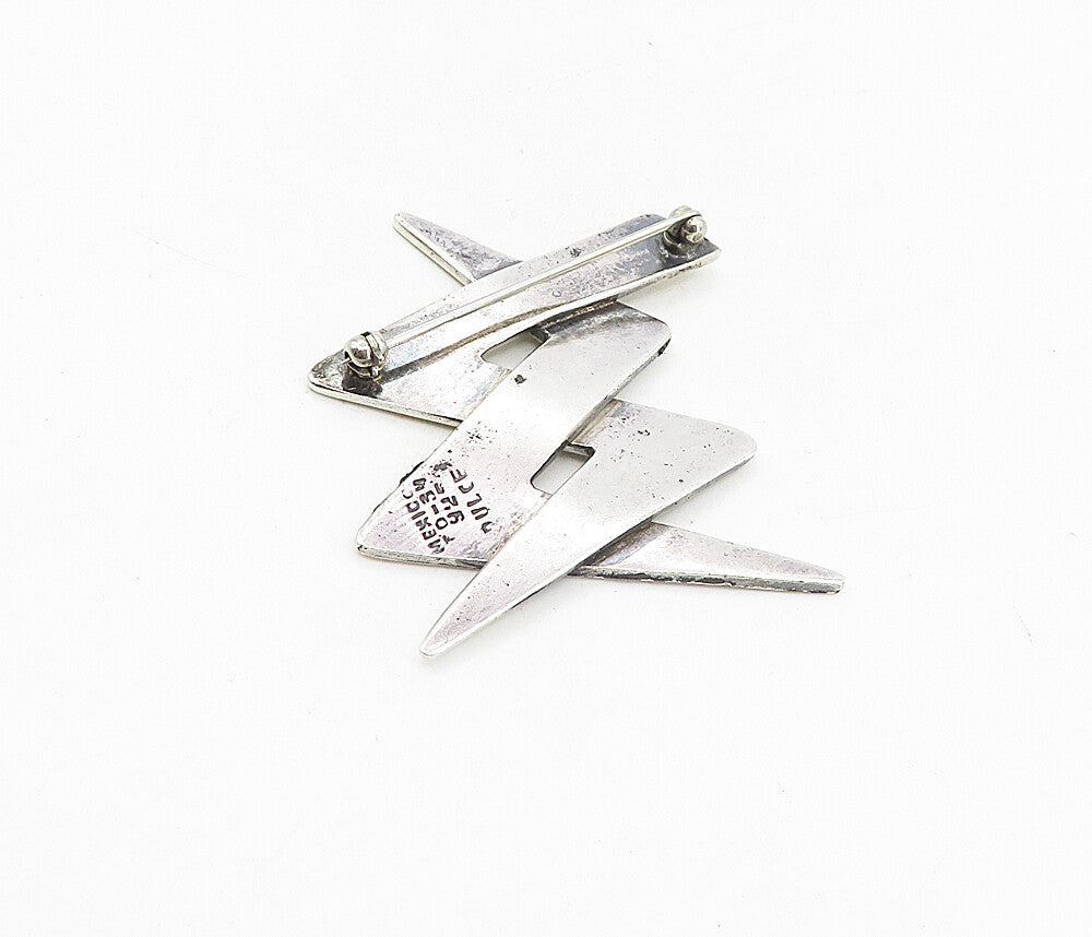 MEXICO 925 Sterling Silver  Vintage Interlaced Zig Zag Brooch Pin  BP3161