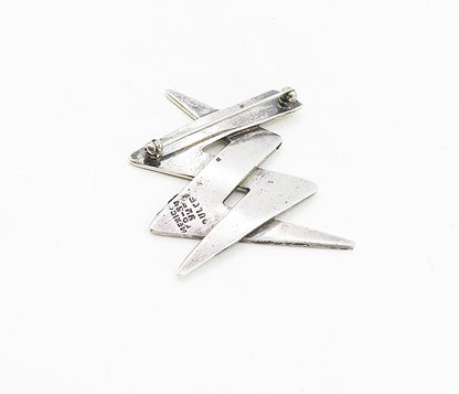 MEXICO 925 Sterling Silver  Vintage Interlaced Zig Zag Brooch Pin  BP3161