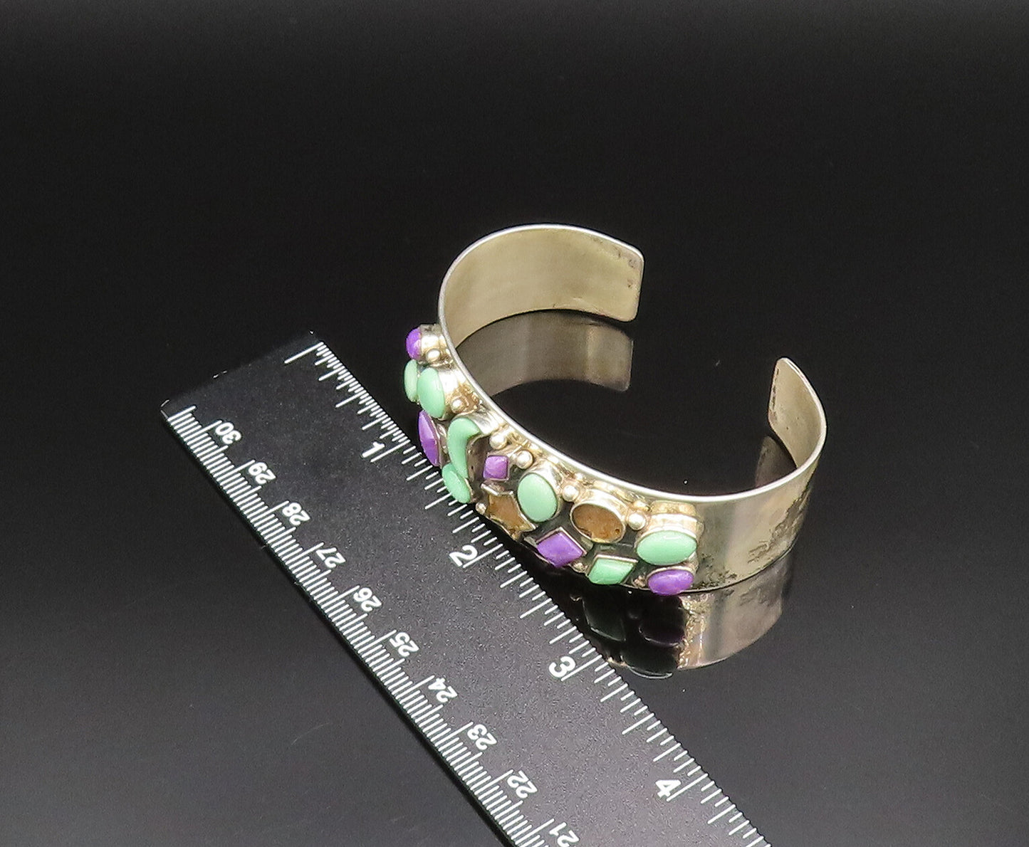 DTR JAY KING 925 Silver  Vintage Aventurine & Charoite Shapes Bracelet  BT9572