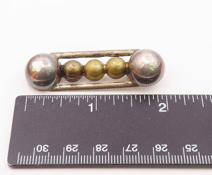 MEXICO 925 Sterling Silver  Vintage Smooth Two Tone Domes Brooch Pin  BP8142