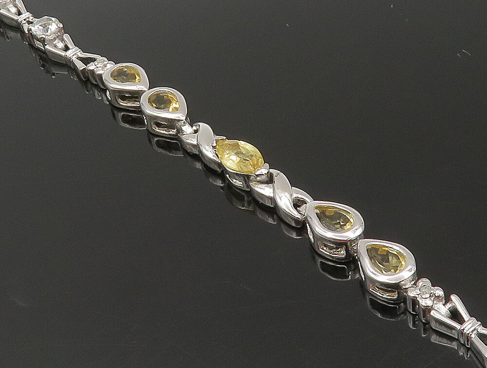 925 Sterling Silver  Faceted Citrine & Topaz Tennis Bracelet  BT1162