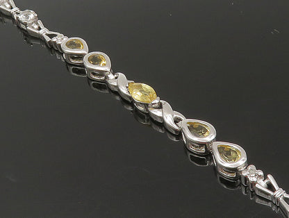 925 Sterling Silver  Faceted Citrine & Topaz Tennis Bracelet  BT1162