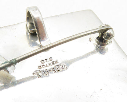 MEXICO 925 Sterling Silver  Vintage People In The Rain Scene Brooch Pin BP3745
