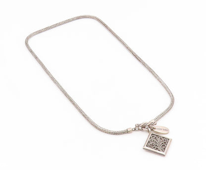 925 Sterling Silver Vintage Necklace LOIS HILL Scrollwork Foxtail Toggle  NE4844