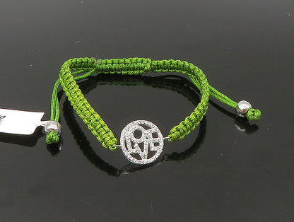 925 Sterling Silver  Cubic Zirconia Love Adjustable Friendship Bracelet  BT1074